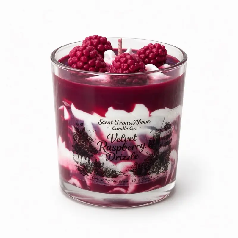 Velvet Raspberry Drizzle Decoration Candle, Home Decor Accent for Living Spaces