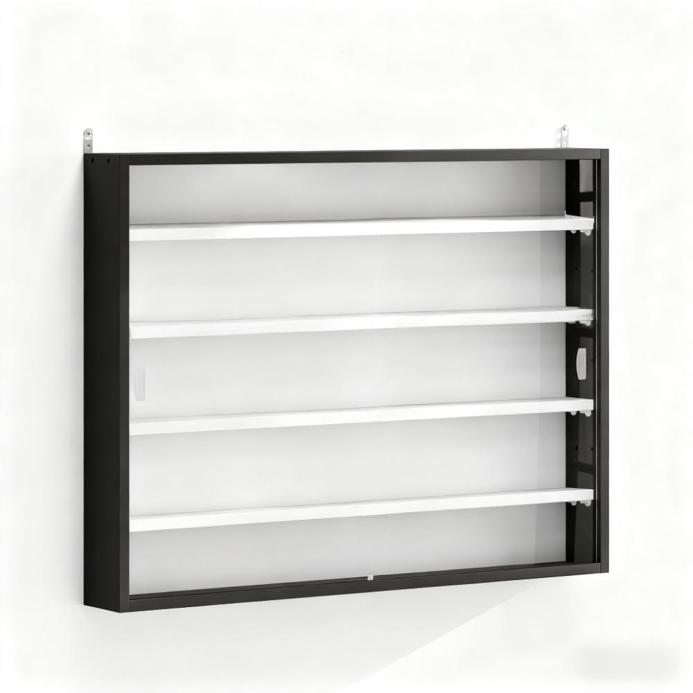 SAVEYOUR Black Wall-Mounted Display Case with Large Capacity Clear Door for a Stunning Collectible Showcase Ideal for Collectors
