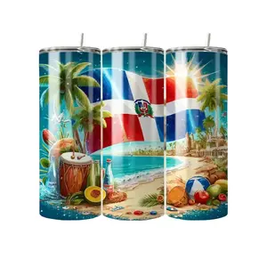Dominican Republic / Republica Dominicana Flag Tumbler Stainless Steel 20oz.