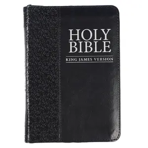Black Faux Leather Compact King James Version Bible with Zippered Closure