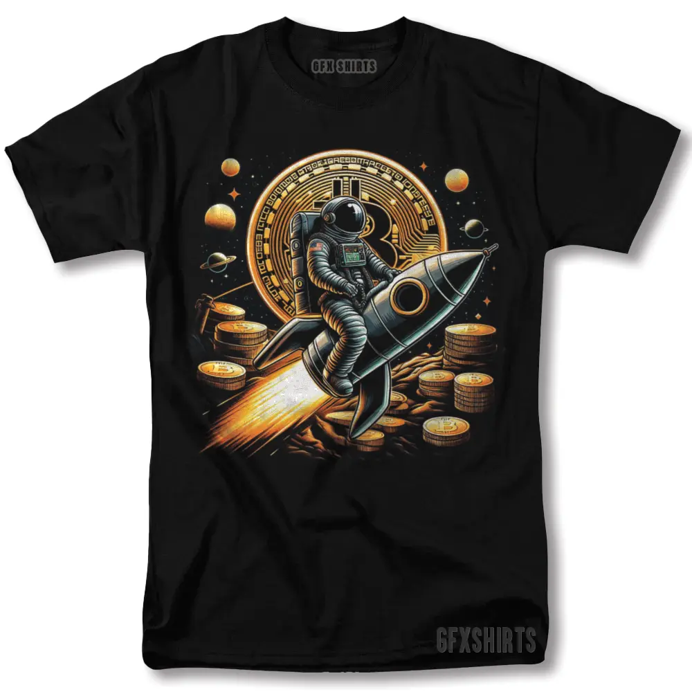 Bitcoin BTC Shirt Astronaut To The Moon Crypto HODL, Dogecoine ETH, XRP T-Shirt