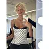 Renaissance Corset Lace Top White Polka Dot