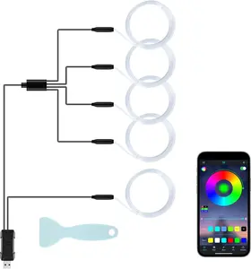 LivTee Smart Car LED Interior Lights with USB Port, LED Strip Fiber Optic Lights, Wireless App Control, Sync to Music, Car Accessories Gifts for Women and Men, 5 in 1