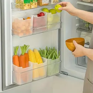 Fridge Storage Organizer, 2/4pcs Refrigerator Organizer Box, Side Door Food Storage Container, Plastic Kitchen Organizer, Vegetable Fresh-Keeping Box, Stackable Fridge Organizer, Multi Functional Tray