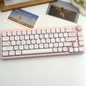 135 Key Cat Flower Theme Pbt Keycaps, Dye Sublimation Process, Moa Profile, Compatible with Mx Axis, for 61/64/68/87/96/104/108 Keyboards