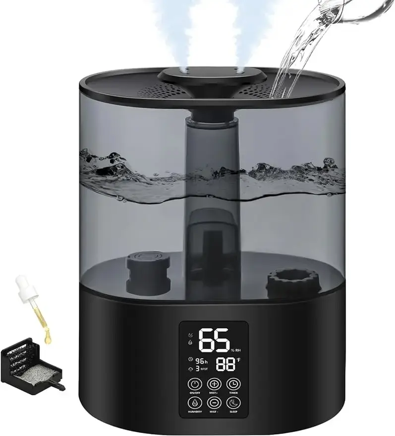 5.2L Humidifiers for Bedroom and Plants, Cool Humidifier for Baby and Plants Mist Top Fill Desk Humidifiers Essential Oil Diffuser, Quiet Humidifiers with Adjustable Mist,Auto Shut-Off,360°Nozzle-Blue