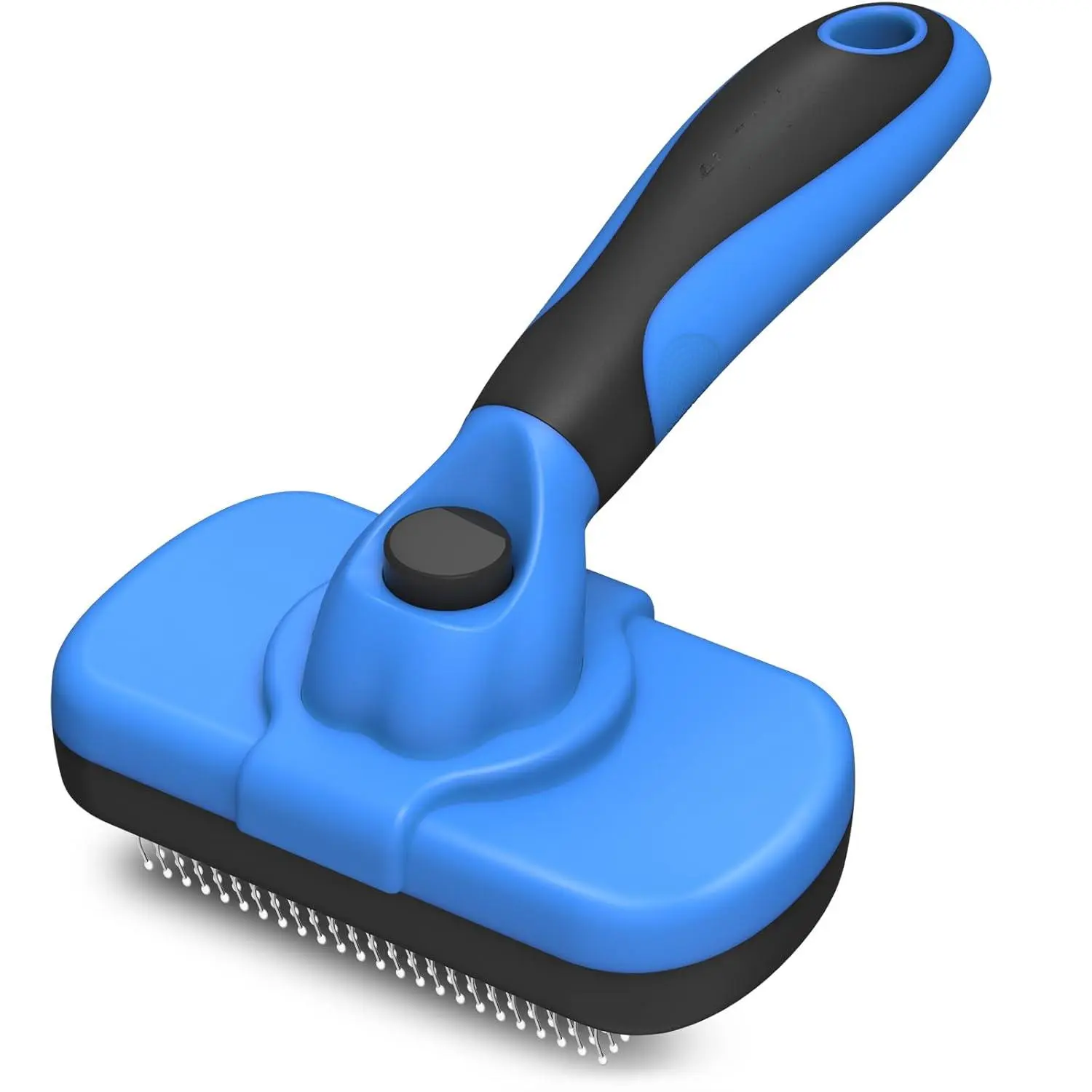 Self Cleaning Slicker Brush for Dogs & Cats - Skin-Friendly, Effective Deshedding Grooming Tool with Easy Hair Removal Button, Comfortable Design, Easy to Hold, At-Home Grooming & Beauty/Hair Care Supplies, Blue, Ergonomic, Gentle Deshedding