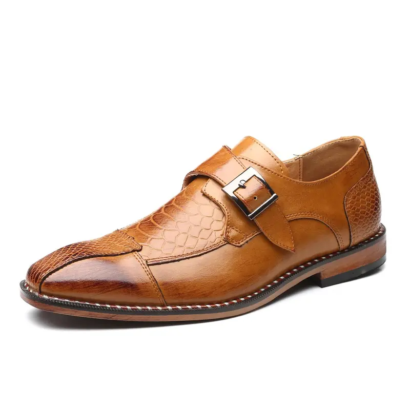 Men's Business Formal Crocodile Embossed Dress Shoes, Fashionable Square Toe Shoes for Work Office, Male All-match Commuter Shoes for Daily Wear, Business Style Shoes, Business Style Footwear