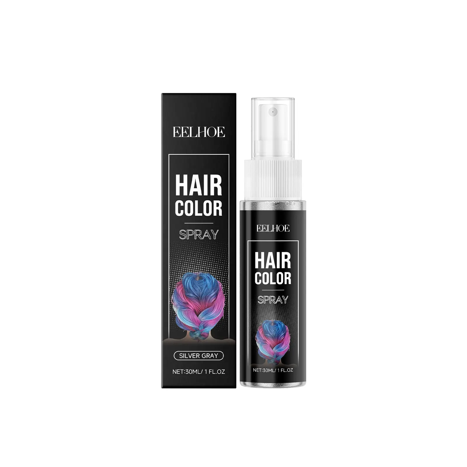 EELHOE Silver-Gray Temporary Hair Color Spray - Even Spray, Brightens, Moisturizes, Easy Application, Portable Haircare Styling Product