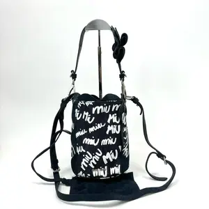 Pre-owned miu miu Graffiti Letter Print Canvas Mini Bucket Bag 15cmN22927776