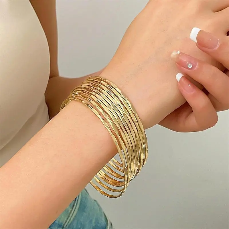Gold Bangle Bracelets for Women Non Tarnish,14K Real Gold Plated Flexible Wristband Bangle Bangle Set Dainty Multi Layer Stackable Textured Bracelets Minimalist Jewelry Gold Bangle Bracelets for Women Non Tarnish,14K Real Gold Plated Flexible Wristband Bangle Bangle Set Dainty Multi Layer Stackable Textured Bracelets Minimalist Jewelry