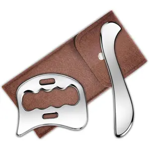 2-in-1 Stainless Steel Gua Sha Muscle Scraper Tool, Myofascial Scraping Tools for Physical Therapy, Lymphatic Drainage Massager, Soft Tissue Massage Tool (S+D)