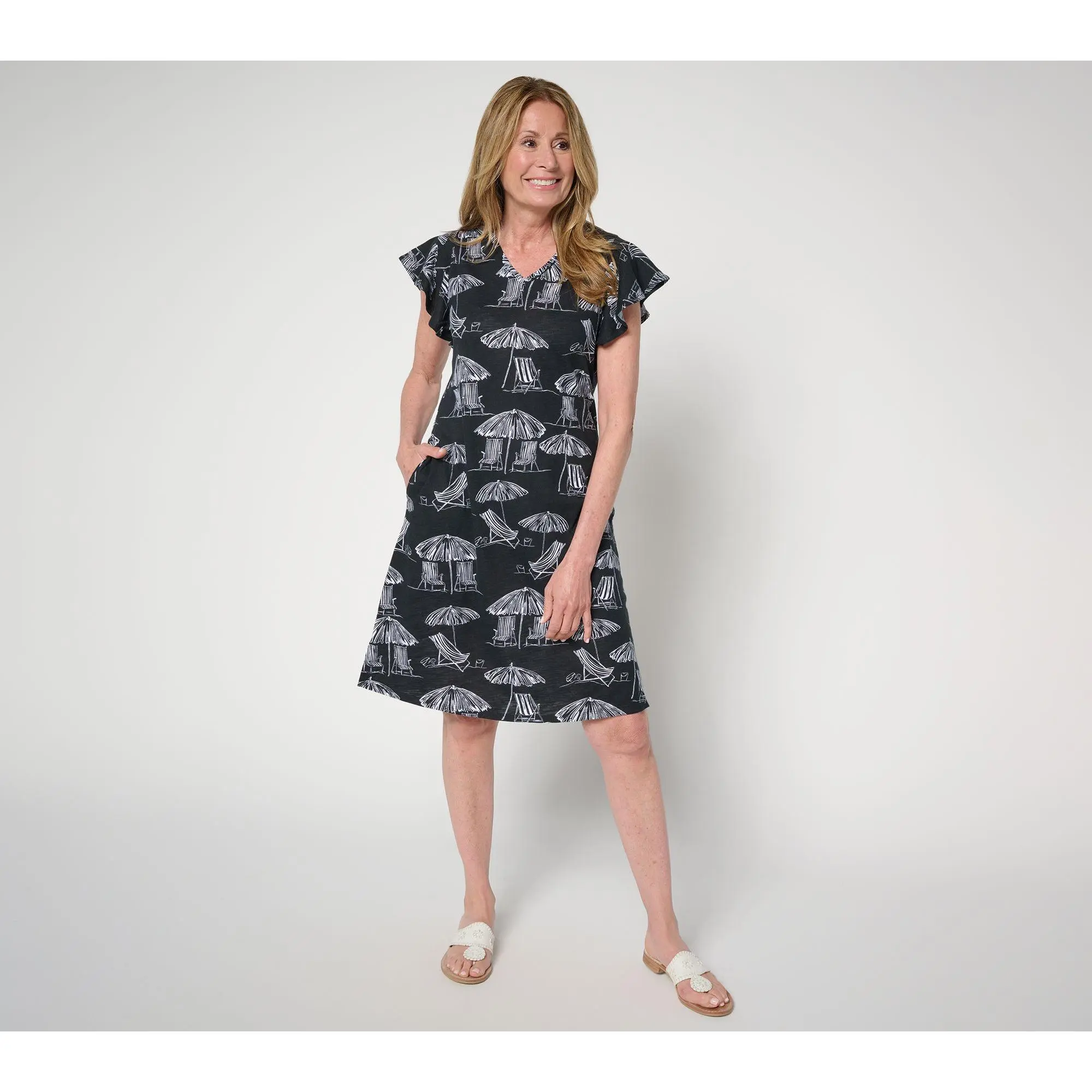 Belle Beach by Kim Gravel Regular Slub Knit Flutter Sleeve Dress