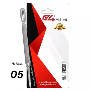 G4 Vision 5½ Inch Stainless Steel Nail Pusher Cuticle Remover Tool for Manicure Pedicure with No-Slip Grip and 2-in-1 Heads