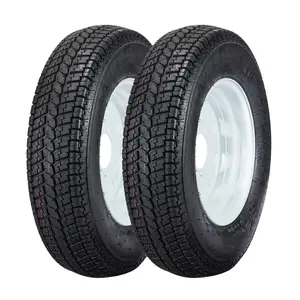 2 Pcs ST205/75D14 205/75 Trailer Tires and 14" Rims White Spoke Wheels 5 Lug 6PR