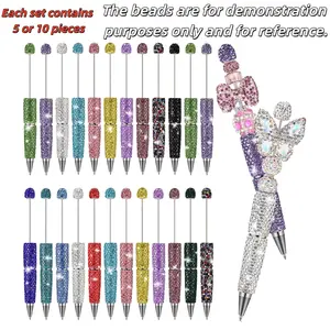 Luxury Diamond Beaded Pen Set, Ballpen Set, Full Drill Fashion Beaded Pens, DIY Craft Tools, Creative Writing Instruments, Sparkling Colorful Drills, All-Drill Design