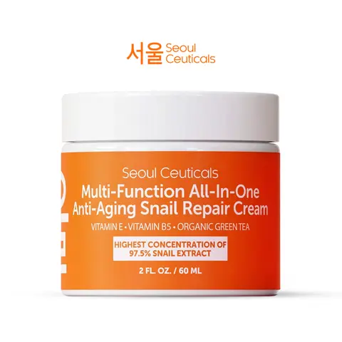 Multi-Function All-In-One Anti-Aging Snail Repair Cream - Korean Snail Cream with 97.5% Snail Mucin Extract - 2oz, Organic, Cruelty-Free - Aloe Skincare Moisturizers Jojoba