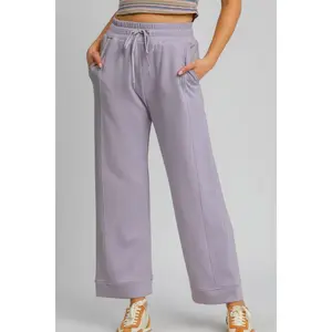 Umgee Drawstring Elastic Waist Wide Leg Pants