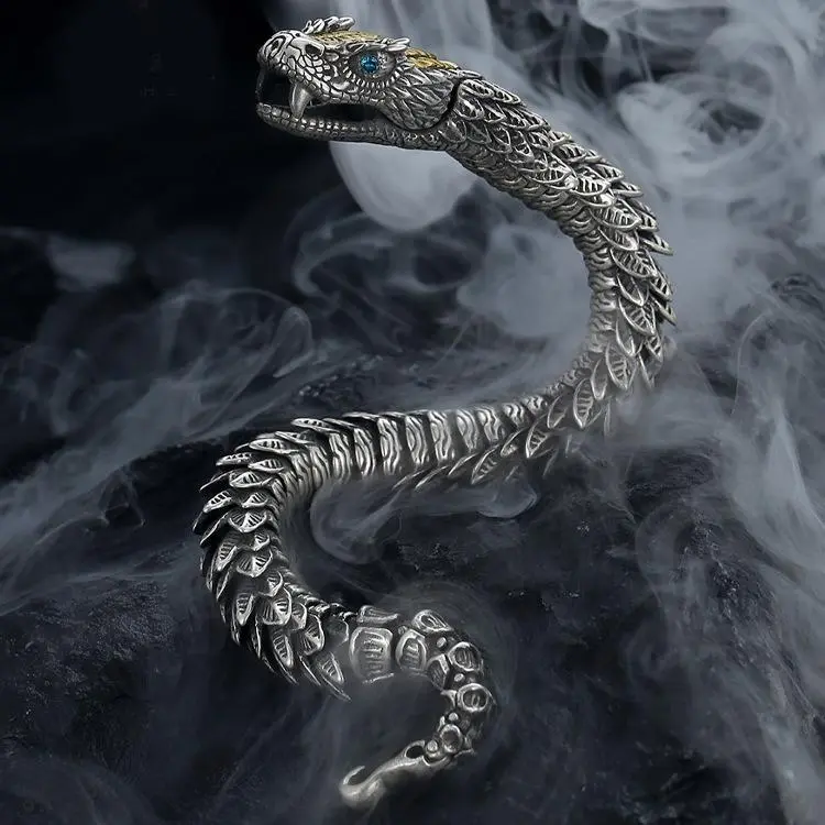 Vintage Snake Design Cuff Bracelet, Punk Style Animal Design Bracelet for Men & Women, Fashion Jewelry for Party Decor, Birthday Gift for Boyfriend