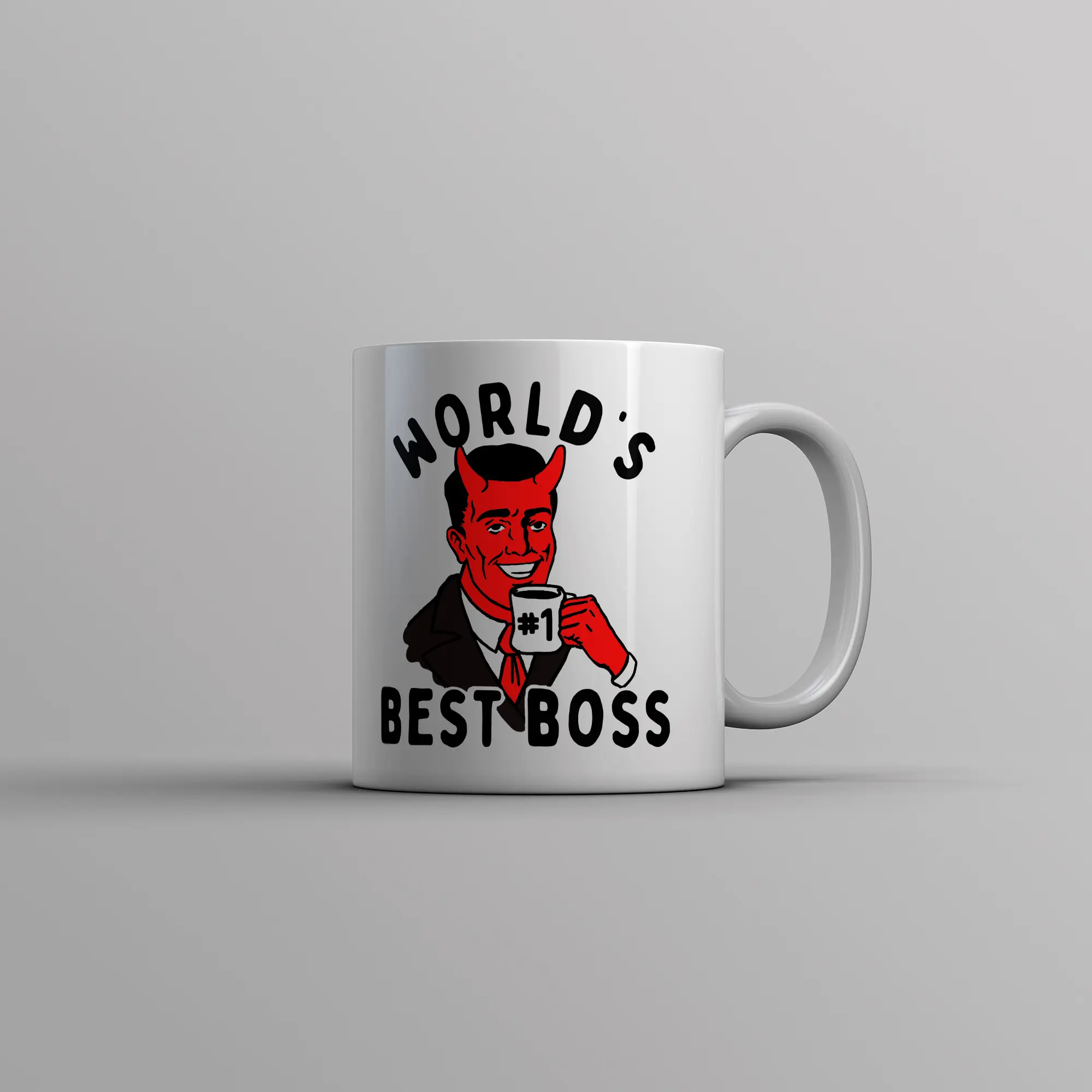 Worlds Best Boss Devil Mug Office Job Demon Novelty Cup - 11oz Funny Coffee Mugs Ceramic Printed Drinkware Cup