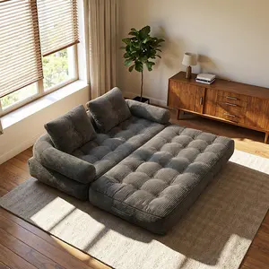 Minimalist Compression Frame Sofa Modular Cloud Combination Plush Corduroy Floor Sofa Soft Comfortable for Living Room & Bedroom