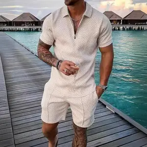 Mens Short Sets 2 Piece Outfits Polo Shirt Fashion Summer Tracksuits Casual Set Short Sleeve and Shorts Set for Men