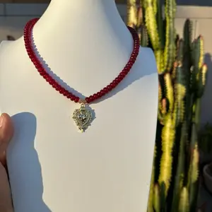 Beaded sacred heart necklace
