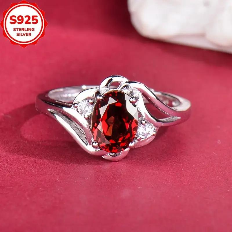 Luxurious ruby ring, elegant 925 sterling silver women's ring, adjustable opening ring size - perfect for mothers or couples, Christmas, Mother's Day gifts