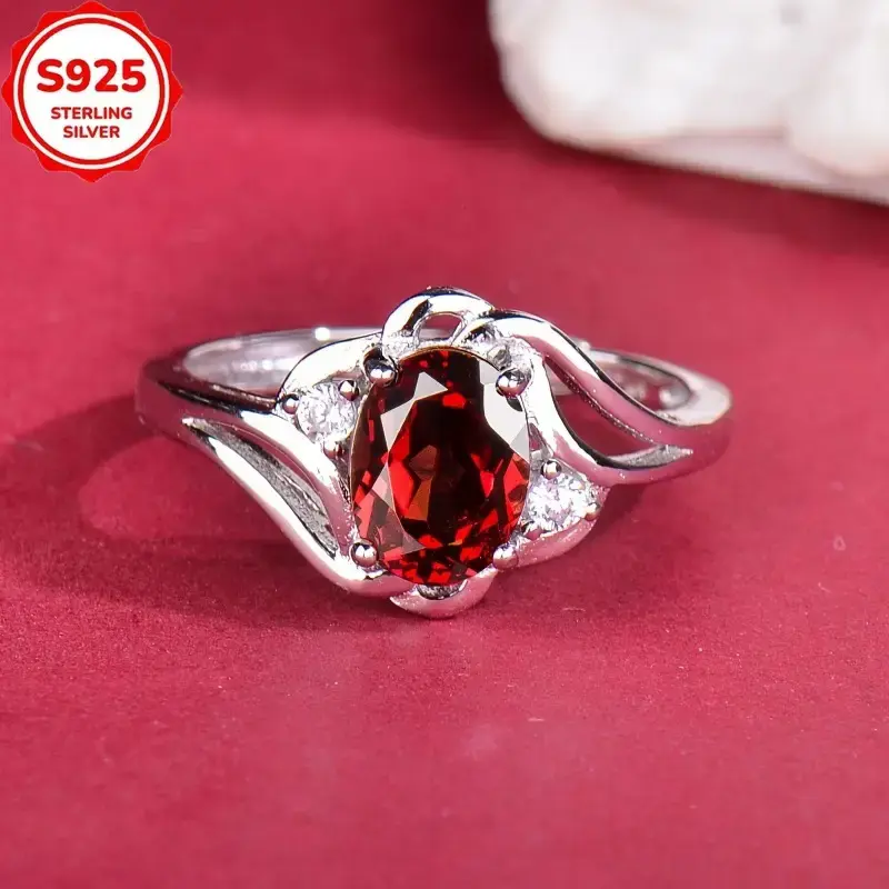 Luxurious ruby ring, elegant 925 sterling silver women's ring, adjustable opening ring size - perfect for mothers or couples, Christmas, Mother's Day gifts