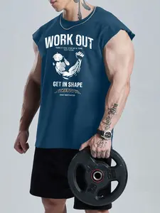 Men's Vintage "Work Out" Muscle Graphic Sleeveless Tank Top, Athletic Streetwear Fashion, Premium Soft Comfortable Material, Classic Crew Neck & Relaxed Fit, Suited for CrossFit, Running & Modern Urban Casual Style, Great for Motivated Gym Goers