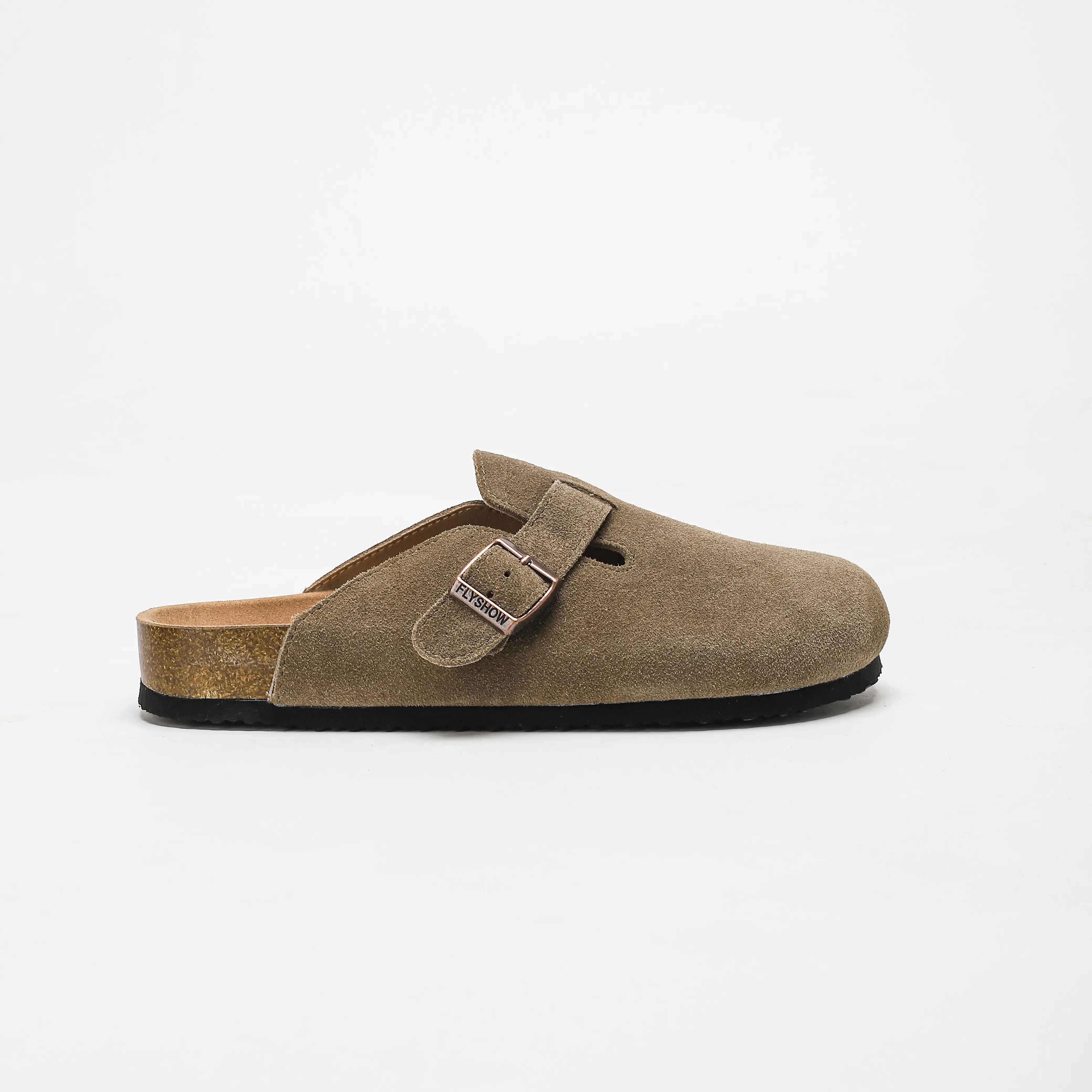 Flyshow Round Toe Cork Footbed Clogs suede shoesslippers for Summer Autumn Winter shoes Fashion