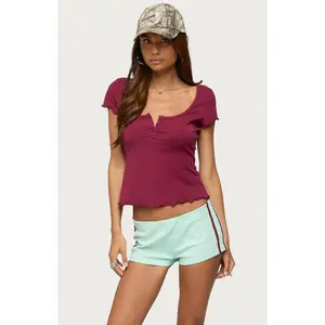 Edikted Women's Lilibeth Henley T-Shirt