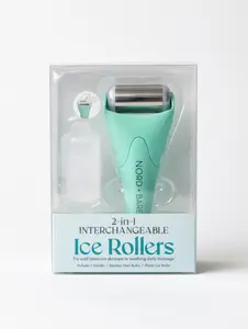 2-1 Interchangeable Ice Roller For Face & Eye Roller for Puffiness,Stainless Steel Facial Roller - Blue