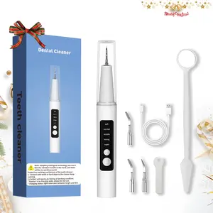 LED Light Electric Tooth Scaler Kit  With   In 5-level Mode, 4 Interchangeable Heads For Deep Cleaning, Oral Care, And Fresh Breathing, A Gift For Family And Friends, A Portable Dental Cleaning Tool For Travel And Home Use