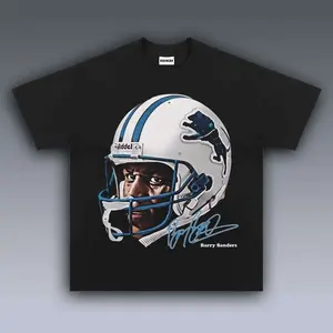 [SALE Up To 50% Off] Barry Sanders Graphic Tee, Y2K Crew Neck Streetwear T-Shirt, Unisex Crew Neck Tee, Vintage Football Graphic, Sports Player Bootleg Premium Style, Casual Cotton Fit 1 Sided