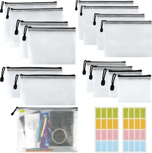 Pack of 15 Document Wallets A4/A5/A6/B4/B5/B6/B8/Bill,Transparent Document Bag Set,Waterproof Sorting Bags for Documents,Receipts,Cosmetic Storage,School,Office,Hand Tools Kits,Tools & Hardware
