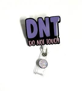 DNT Do Not Touch Badge Reel, Retractable Swivel Alligator Clip 2”