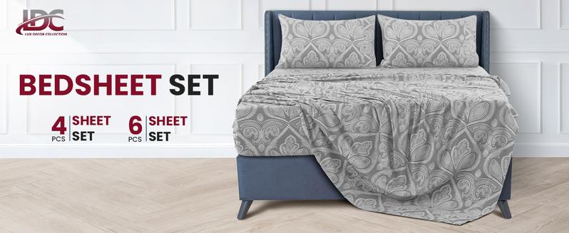 LUX DECOR 6-Pc Paisley & Solid Embroidered Bed Set- King Bed Sheet & Pillowcases - Upto 16" Deep Pocket Hotel Luxury Cozy Polyester Queen Sheets- Decorative Bedsheet Sets-Breathable Durable Sheets LUX DECOR 6-Pc Paisley & Solid Embroidered Bed Set- King Bed Sheet & Pillowcases - Upto 16" Deep Pocket Hotel Luxury Cozy Polyester Queen Sheets- Decorative Bedsheet Sets-Breathable Durable Sheets