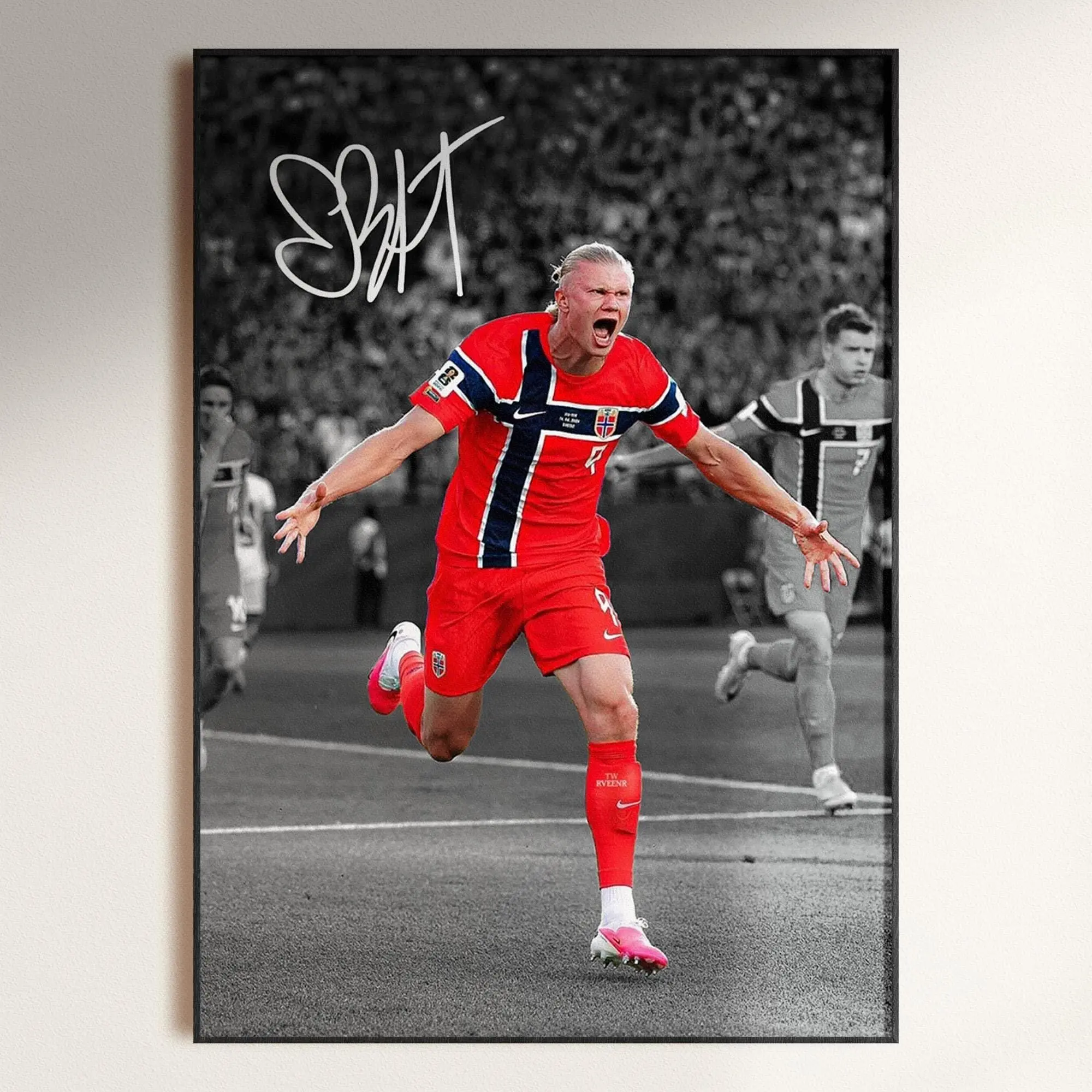 Erling Haaland Norway Poster, Signed Football Poster ( Unframed - Print Only )
