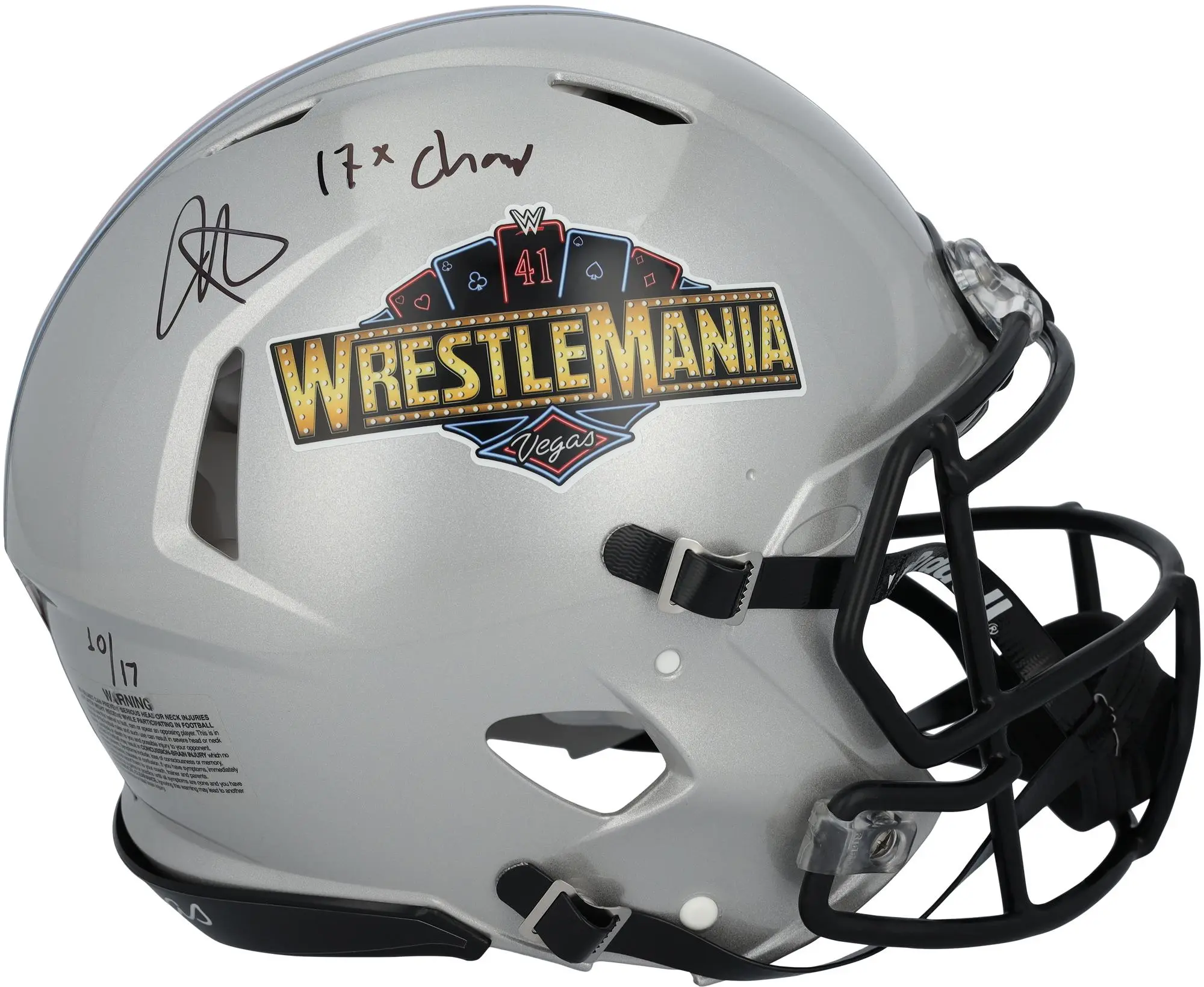 John Cena WWE Autographed Riddell WrestleMania 41 Speed Authentic Helmet with "17x Champ" Inscription - Limited Edition of 17 - Fanatics Authentic Certified