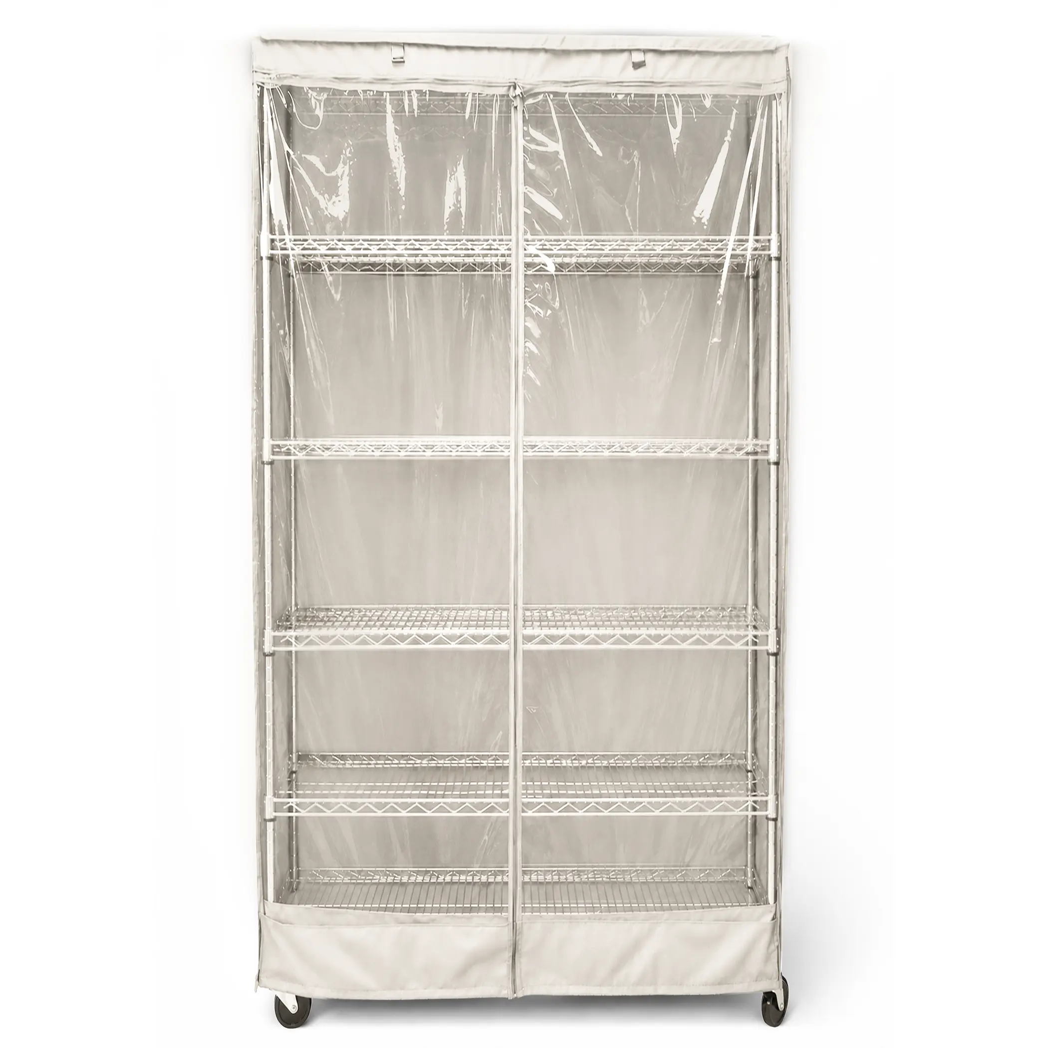 Storage Shelving Unit Cover, fits racks 30"W x 24"D x 72"H one side see through panel in Off White