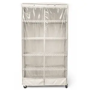 Storage Shelving Unit Cover, fits racks 30"W x 18"D x 72"H one side see through panel in Off White