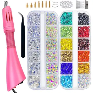 Hotfix Rhinestones Bedazzling Kit,Iron- Hot Fix Applicator Setter Tool with Rhinestones,Hot Fixed Wand for Clothes Clothing Fabric Crafts,
