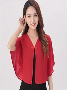 Versatile Small Shawl Cardigan Short Jacket Thin Sleeveless Vest Short Outerwear, Casual Style, Solid Pattern, All Seasons