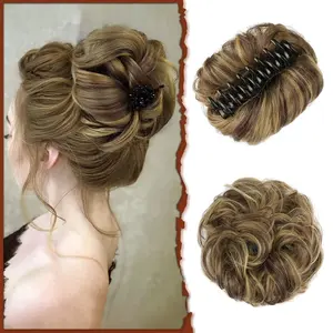 SOFEIYAN Claw Clip Messy Bun Hair Piece Wavy Curly Hair Bun Clip in Claw Chignon Ponytail Hairpieces Synthetic Tousled Updo Hair Extensions Scrunchie Hairpiece for Women