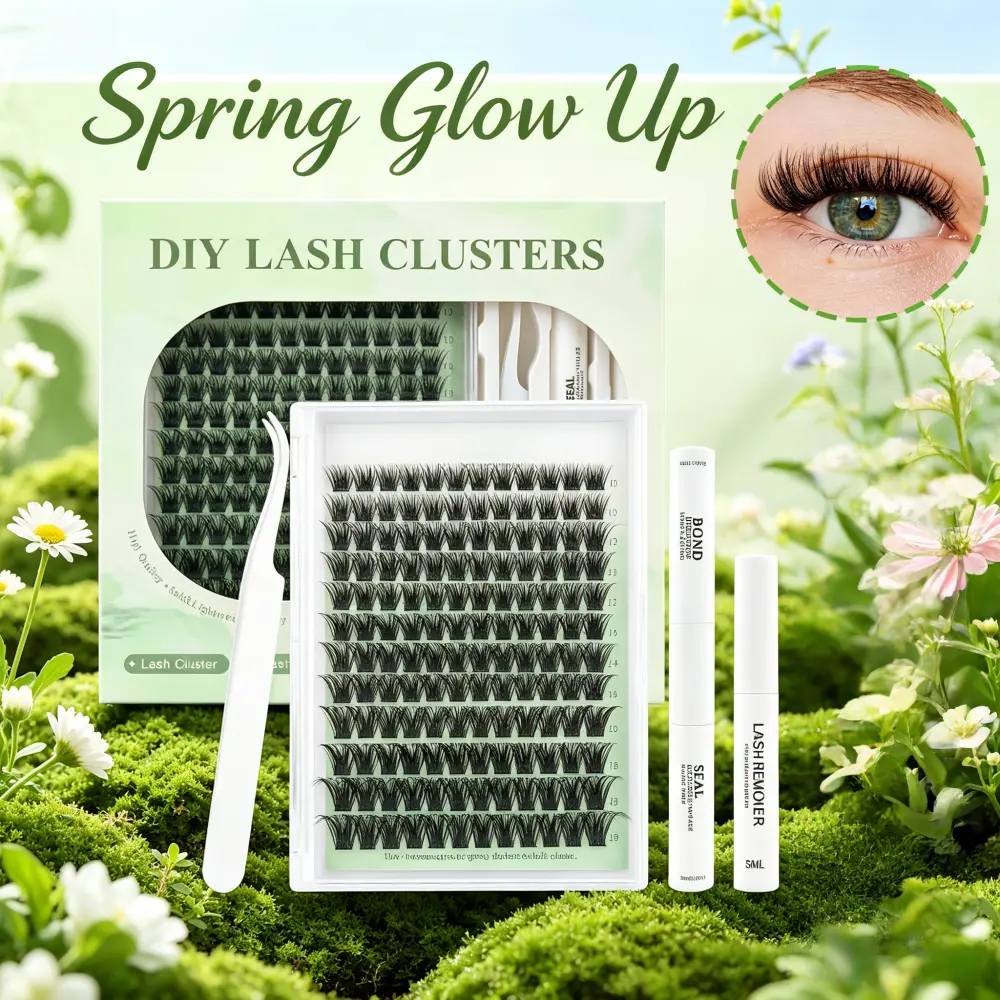 Lash Clusters Kit 280Pcs D Curl – Wispy Fluffy Individual Eyelash Extensions 10-18mm | Reusable Waterproof DIY Set with Bond & Seal, Remover, Tweezers & Brush | Easy Apply Coquette Soft Girl Doll Eye | Daily Party Wedding Festival Women Beginners