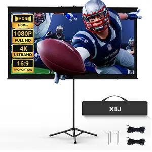 100-inch 16:9 wall-mounted, dual-sided compatible projector with stand, thick and light-resistant, front and rear compatible, washable, ironable, easy to store outdoors, portable, suitable for home theaters, foldable.