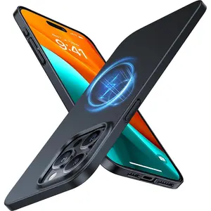 Magnetic Slim Fit Designed for iPhone 15 Pro Case 2023, [Compatible with MagSafe] [Ultra Thin] Protective Matte Hard PC Cover Anti-Scratch Phone Case for iPhone 15 Pro, Black Titanium Cellphone Smartphone phone case iphone 16 pro case