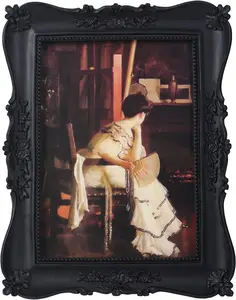 Black Rectangular Antique Gothic 5x7 Photo Frames with Front Glass, Victorian Home Decor for Wedding, Room Wall Mount & Tabletop Gallery Display