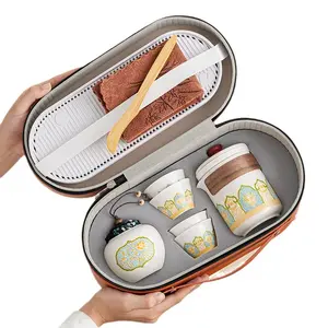 Traditional Portable Chinese Kung Fu Tea Set — A Lightweight Travel "Quick-Cup" Gift Box Set, Perfect for Enjoying Tea at Home or Sharing with Friends Outdoors